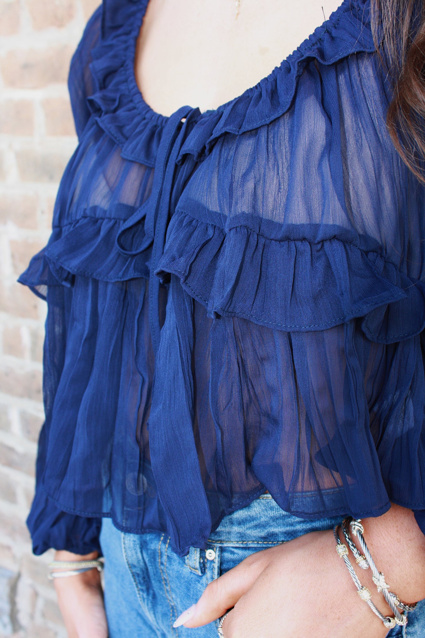 Katherine Navy Detail Blouse