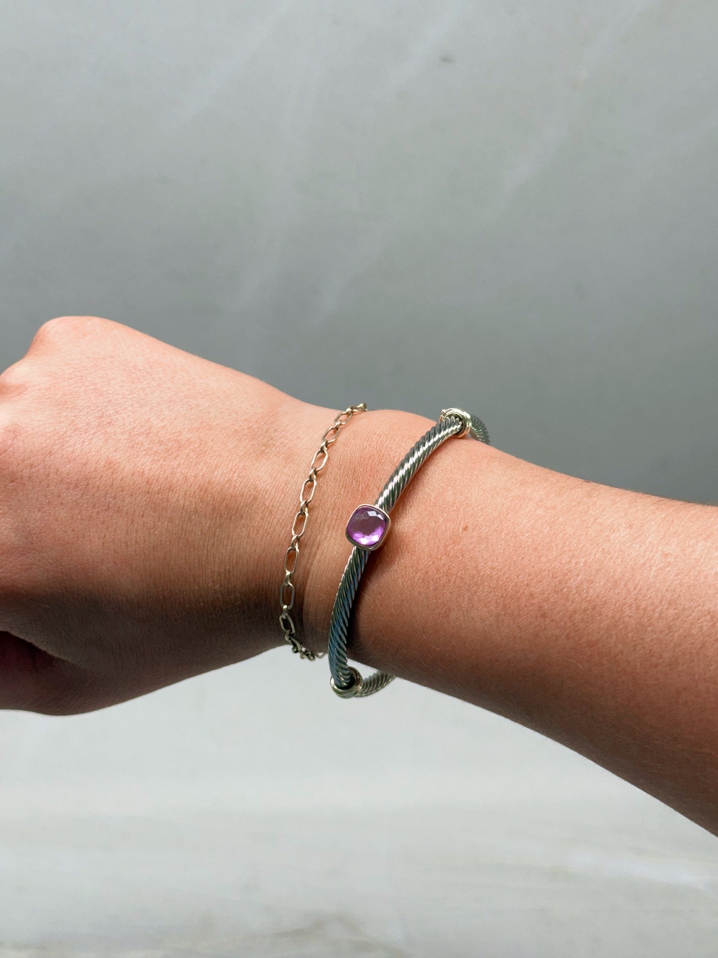 Light Purple Stone Cable Bracelet