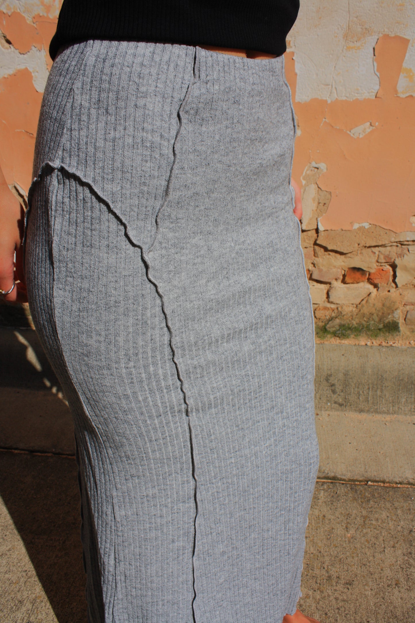 Rosie Grey Ribbed Maxi Skirt