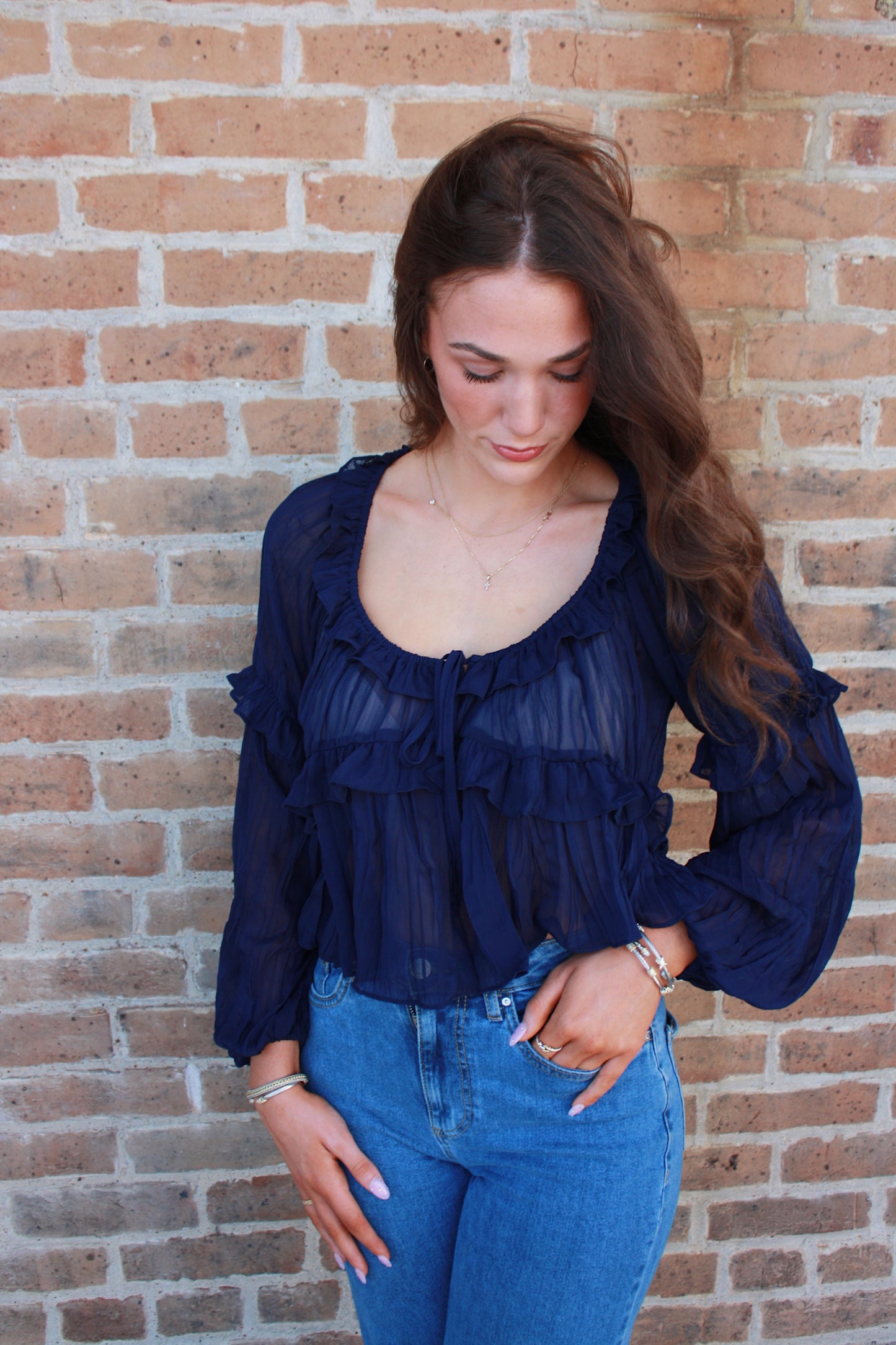 Katherine Navy Detail Blouse