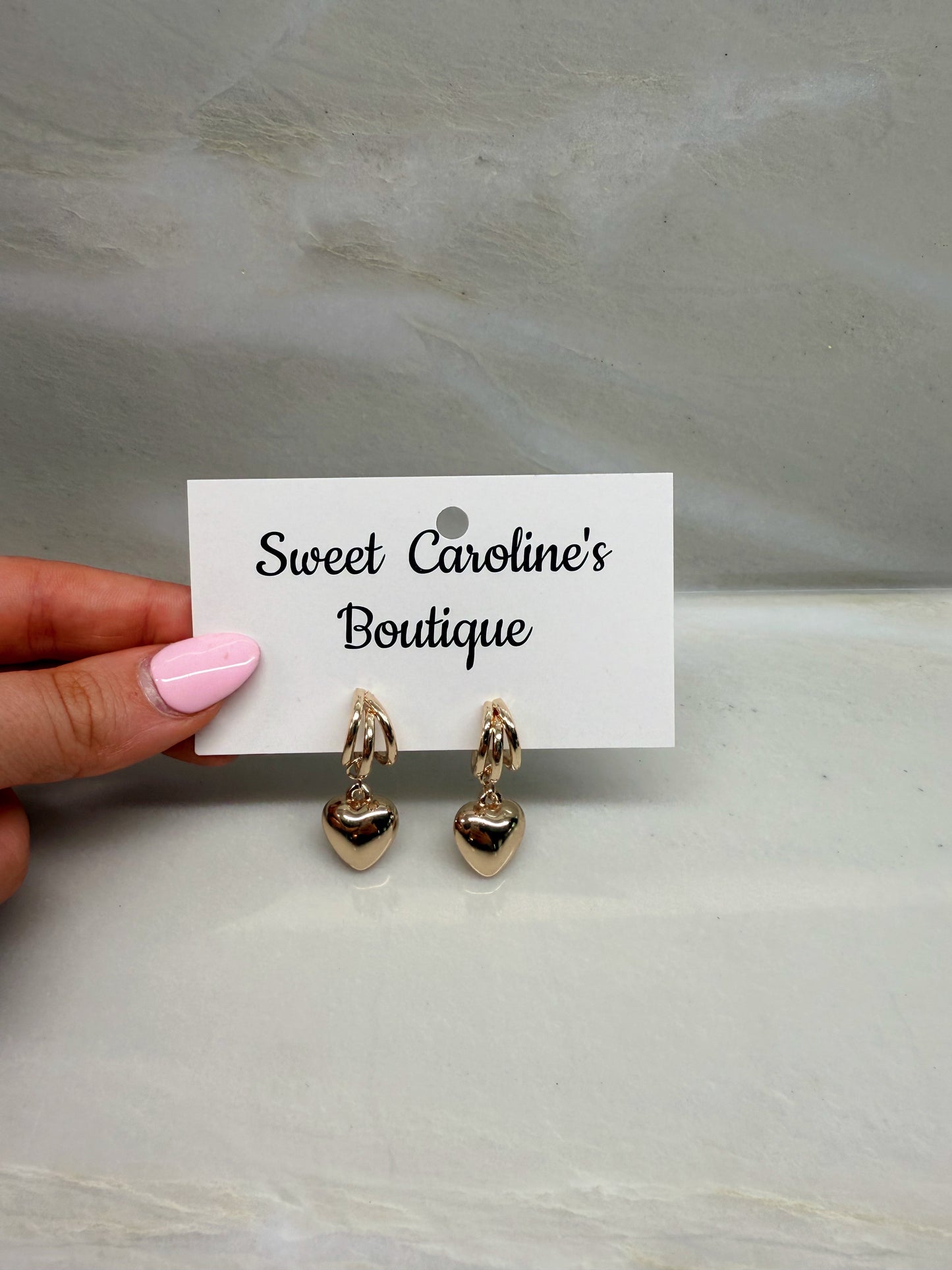 Heart Dangle Hoop Earrings