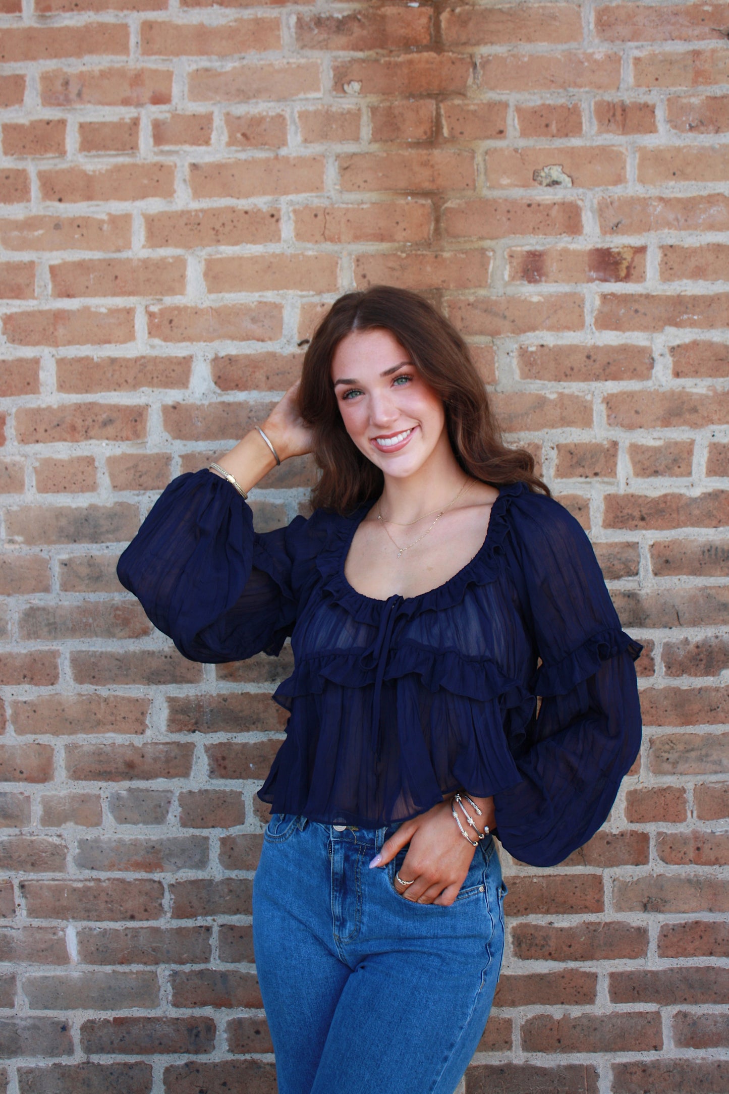 Katherine Navy Detail Blouse